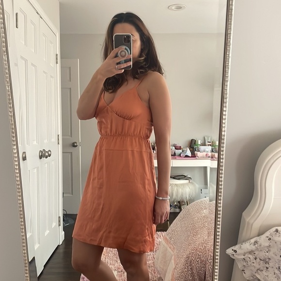 J Crew Coral Silk Slip Dress Sz 4 - Picture 8 of 8